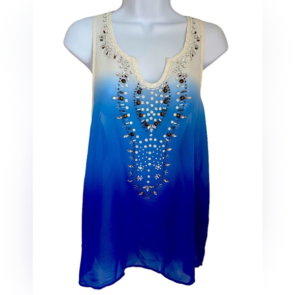 BKE EMBELLISHED OMBRÉ TOP - Picture 1 of 3